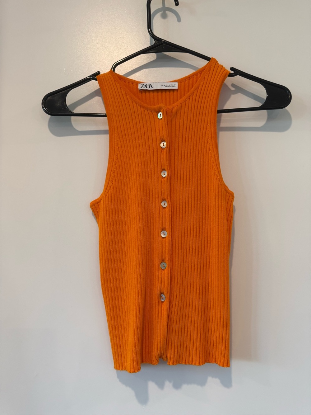 Zara button down tank top orange